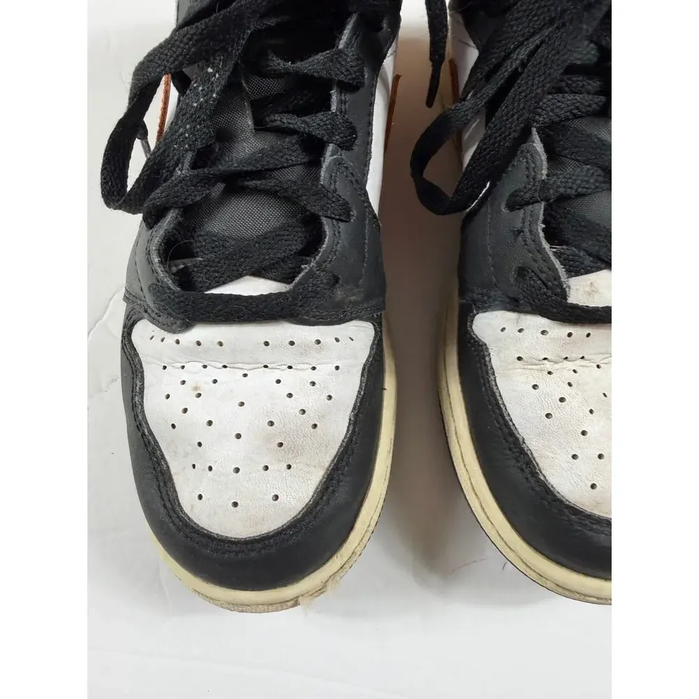Nike Air Jordan 1 Mid SE Black White Orange High Top Sneakers Size 5 youth
